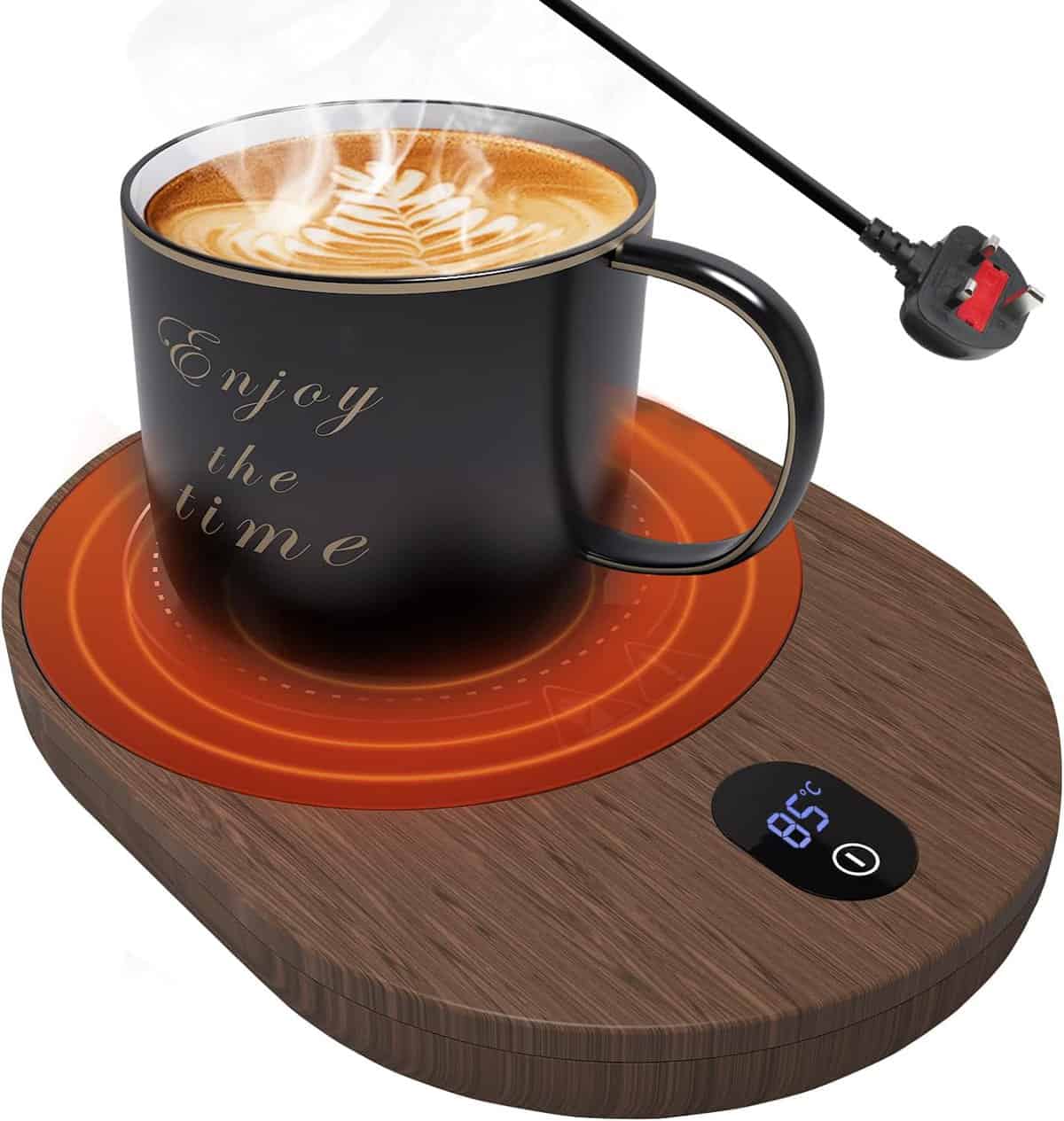 MQUPIN Mug Warmer Upgraded, Coffee Cup Warmer Coaster for Desk(45?/55?/65?/75?/85?),5 Gears Temperature 1-12H Timing Auto Shut Off Touch Gravity Electric Beverage Heater for Tea Milk Coffee Warmer