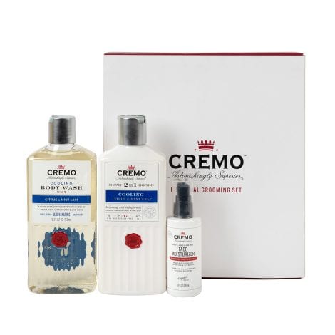 CREMO – Men’s Grooming Gift Set including Shower Gel, 2 in 1 Shampoo and Conditioner, and Face Moisturizer