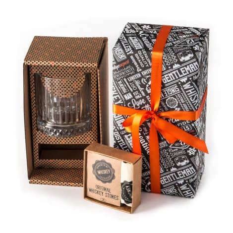 Whiskey Present Collection – Spacious Vintage Whiskey Tumbler – 12 Whisky Rocks in a Gift Package – Ideal Gift for Father, Birthday for Gentlemen & Ladies.