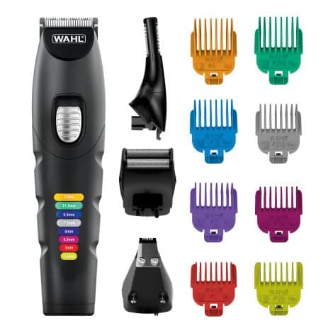 Wahl Colour Trim 8-in-1 Multigroomer is a versatile grooming tool for men with different length options and detachable heads.