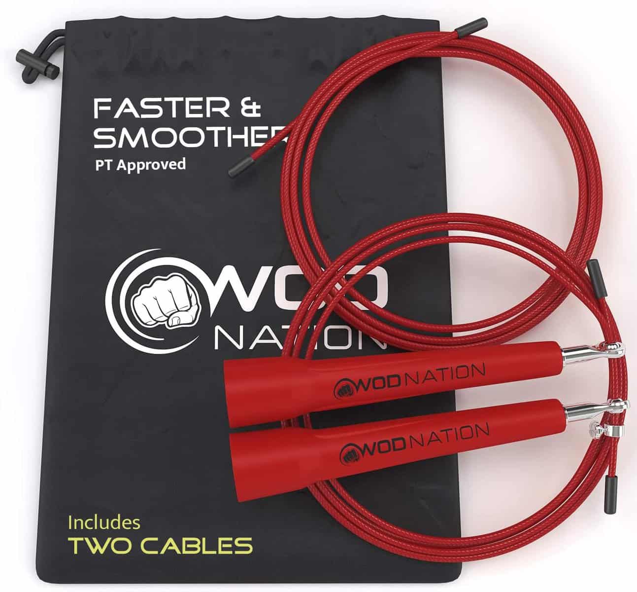 Skipping Ropes for Adults - Great as Cross-fit Skipping Rope, for Boxing or as Adult Fitness Jump Rope - For Home Gym Equipment & Accessories - Adjustable for Men, Women & Kids by WODNation