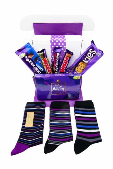 Cadbury Chocolate and Bamboo Striped Socks Gift Set – Distinctive and Considerate Gift for Men.