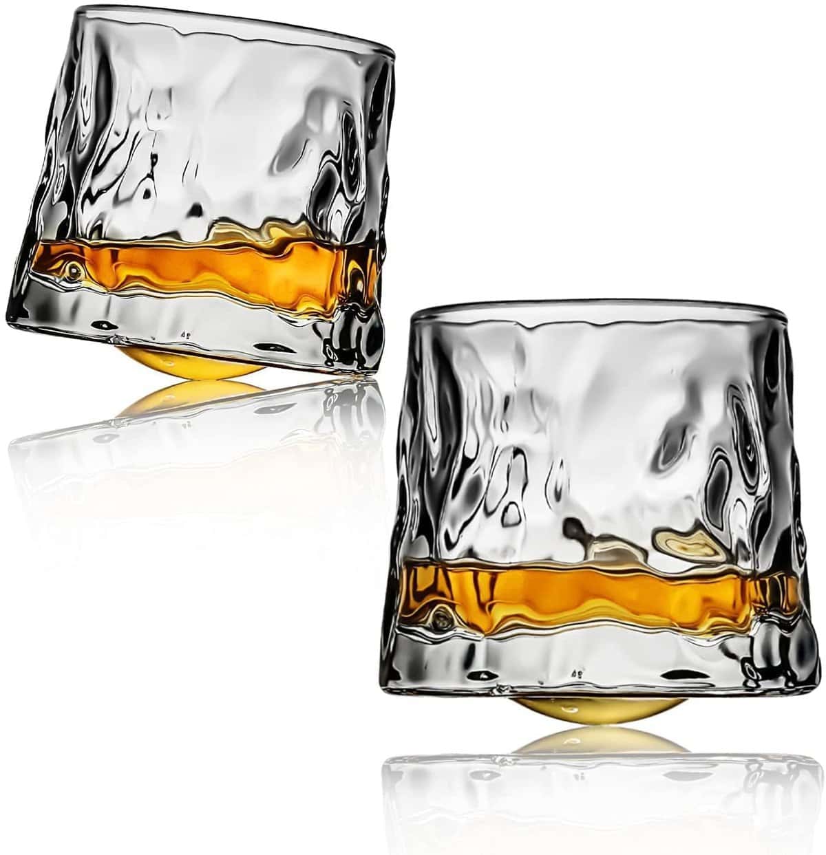 DAWNTREES Whiskey Glasses Set of 2,Wobble Personalised Whisky Tumbler, Gift for Men,Husband and Dady, Beautiful Design,for Scotch Bourbon Rum Drams Cocktails Cognac Barware