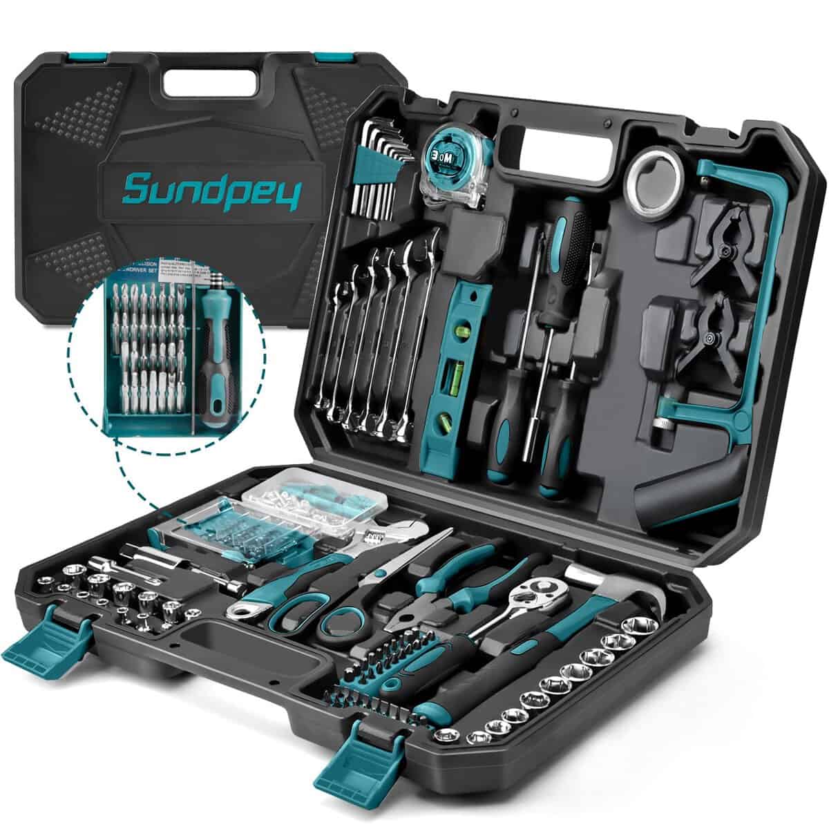 Sundpey Home Tool Kit 257PCs - Portable Complete General Household Essentials Repair Hand DIY Tool Set - All Purpose Tools for Men Women & Handyman & College Students & Beginner with Storage Case