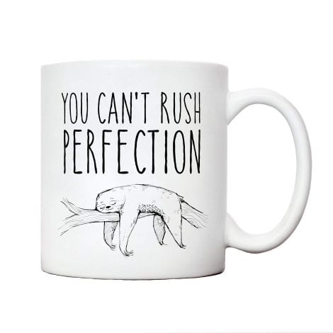 Quirky Cups | Leisurely Sloth Cup ‘Achieving Perfection Takes Time’ | for Guys, Ladies | Amusing Crockery Coworker Companion Gag Surprise