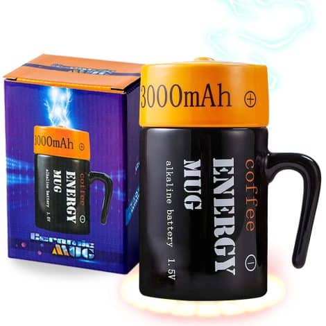 Quirky Battery Coffee Mug, Ceramic Cup With Cover, Amusingly Designed Mug, 3D Coffee Energy Mug, Customized Cup Presents, Memorabilia for Mate and Co-worker, Exceptional Present for Individuals, 350ml (Variant A).