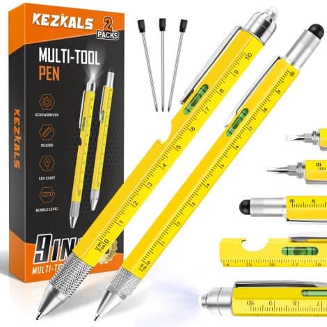 KEZKALS 2pack-9 in 1 Multi Tool Pen Set, ideal Stocking Fillers for Men, Gadgets for Dad, Christmas Presents.