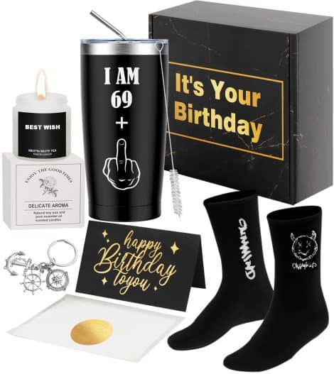 Oppakou 70th Birthday Gifts for Gentlemen, Distinctive 70 Years Male Birthday Gifts Set, Humorous Gift Hamper for Your Grandfather Father Sibling and Male Companions.