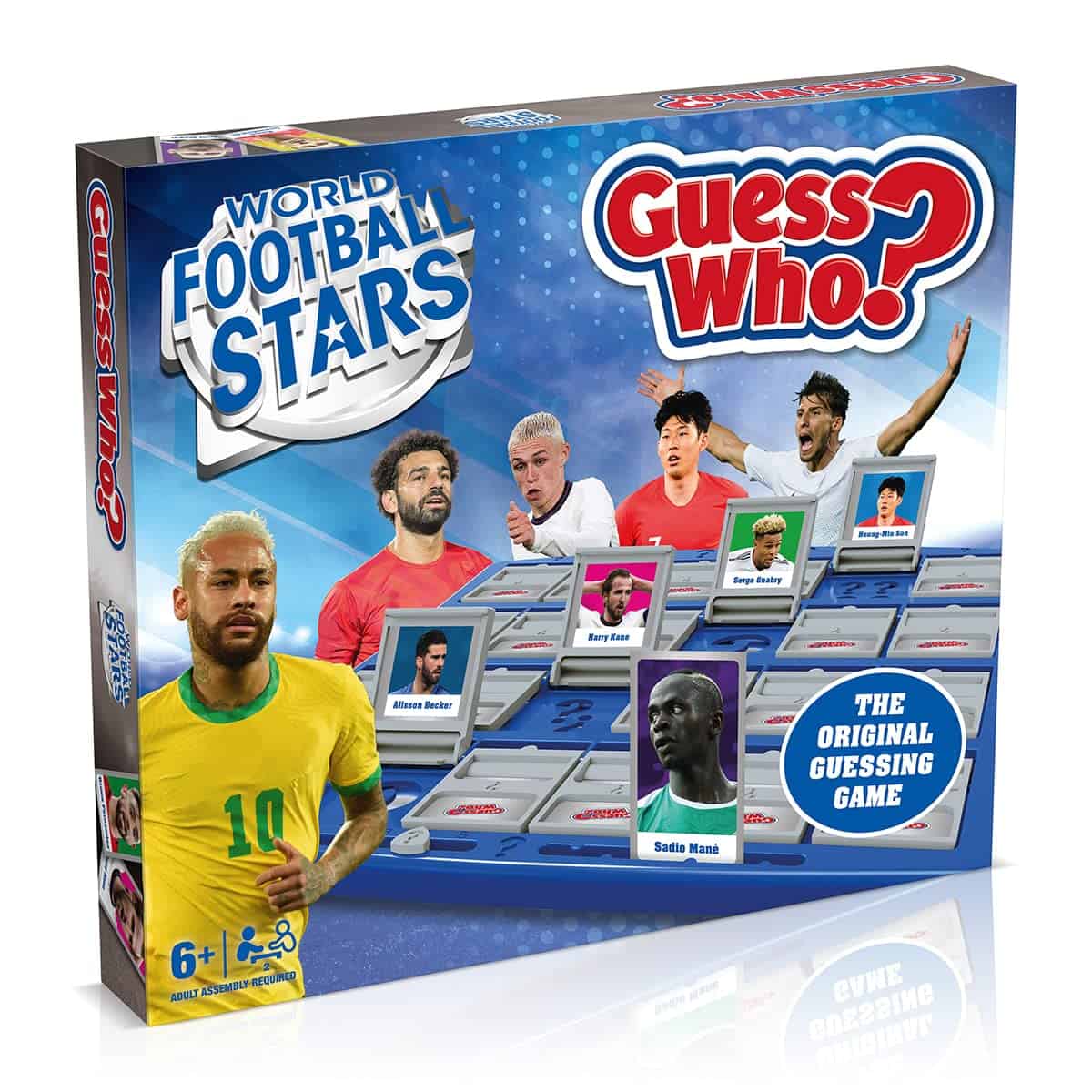 Winning Moves World Football Stars Guess Who? Board Game, Play with Messi, Ronaldo, Harry Kane, Neymar, Salah and Foden, easy to set up 2 player game for ages 6 plus , great gift for football fans