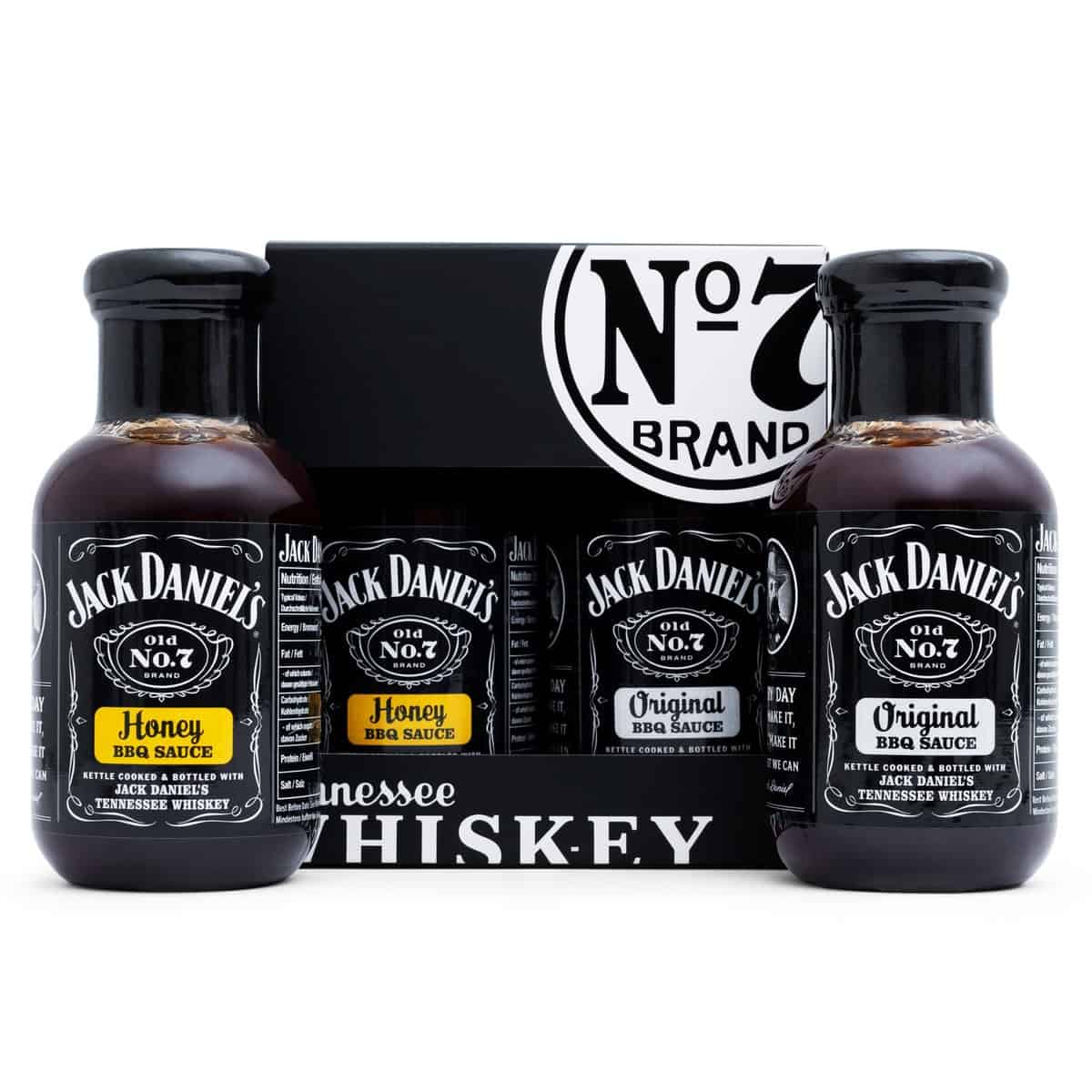 Jack Daniels BBQ Sauce Gift Set, 1x Honey, 1x Original BBQ Sauce Tennessee Whiskey Jack Daniels Gifts for Men - Barbecue Sauce Food Gifts for Boyfriend, Dad and Mens Gifts for Birthday, Christmas