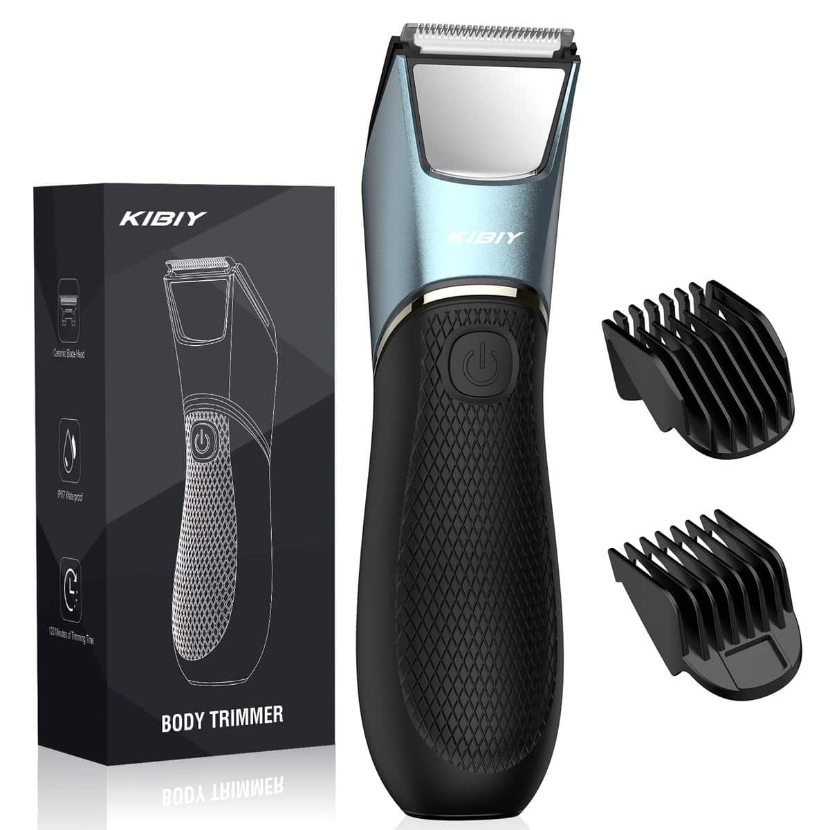 Body Groomer Men, Kibiy Balls Trimmer, Electric Groin Hair Trimmer, Waterproof Wet/Dry Hair Clippers, Body Shavers for Men, Pubic Hair Razor with LED Light and Mirror, Rechargeable, Body Groomer