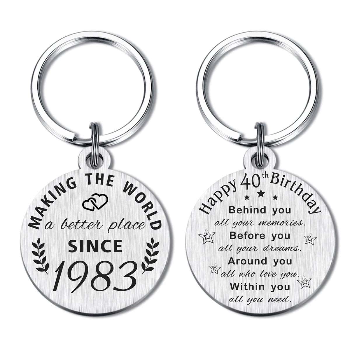 ABBNT 40th Birthday Gifts for Women Men, Born in 1983 Gifts, 40 Year Old Birthday Keychain, 1983 Birthday Decorations