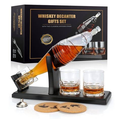 Whisky Carafe, Whiskey Carafe and Glass Collection (650ml) Whiskey Carafe for Spirits, Bourbon, 2 Whisky Tumblers, Whiskey Presents for Men Festive Gifts for Dad Husband Boyfriend Father’s Day.