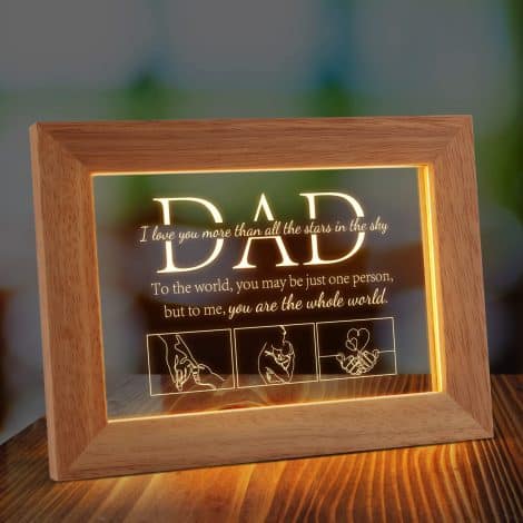 PRSTENLY Father’s Day Presents from Child, Festive Father Gifts for Him Light-up Frame with Appreciative Quotes Home Décor.