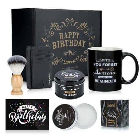 Birthday gifts for men, including grandfathers, fathers and dads, suitable for various ages, including 16th, 18th, 21st, 30th, 40th, 50th, and 60th birthdays. The gifts are ideal for husbands, boyfriends, and come in the form of a coffee cup mug.