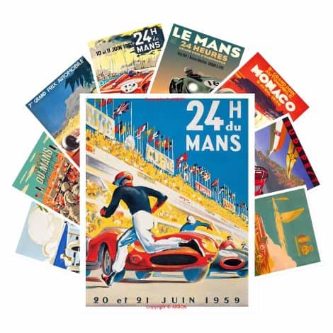 AKBOK 9 Pieces Classic Car Grand Prix Posters, Formula Racing Art Prints, Motor Racing Wall Decor. 8″x10″ No Frame.