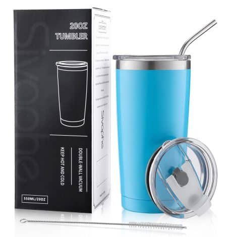 Sivaphe 550ML Stainless Steel Travel Tumbler in Blue with Straw and Lid, Ideal Gift for Insulated Coffee Lovers.