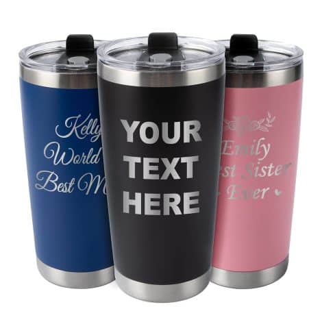 KAAYEE Customised Travel Mug with Text, Christmas Gifts, Hot Drink Tumbler Thermos for Women & Men.