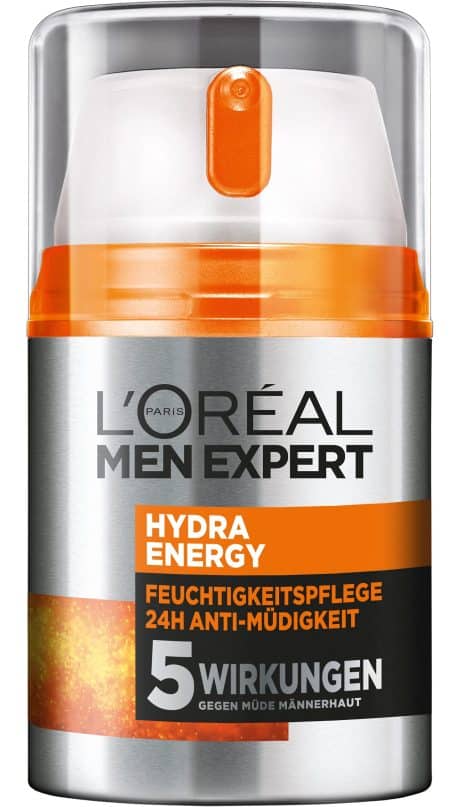 L’Oréal Men Expert Face Care for Men, a moisturising cream with Guarana and 4 times the amount of Vitamin C, Hydra Energy Moisturiser 24H Anti-Fatigue, 1 x 50 ml.