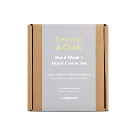 ManCave Lemon & Oak Men’s Hand Care Gift Set includes a 300ml anti-bacterial Lemon & Oak hand wash and hand cream. The vegan, natural products are made in England.