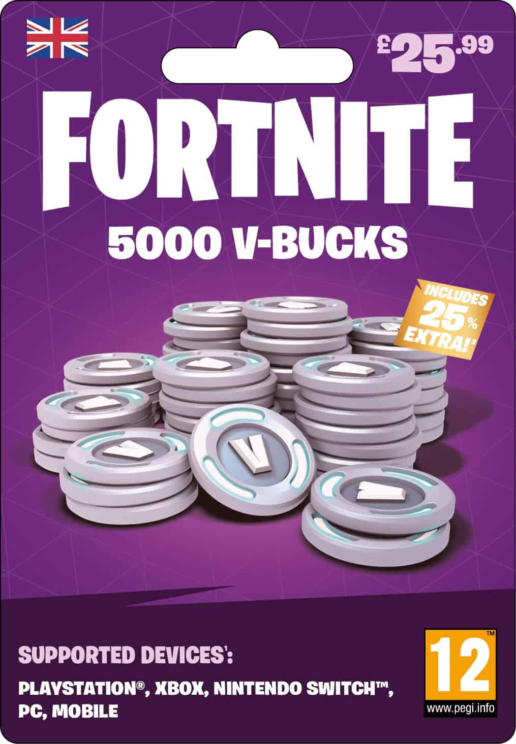 Fortnite (5000 V-Bucks - UK Only - Delivered by post