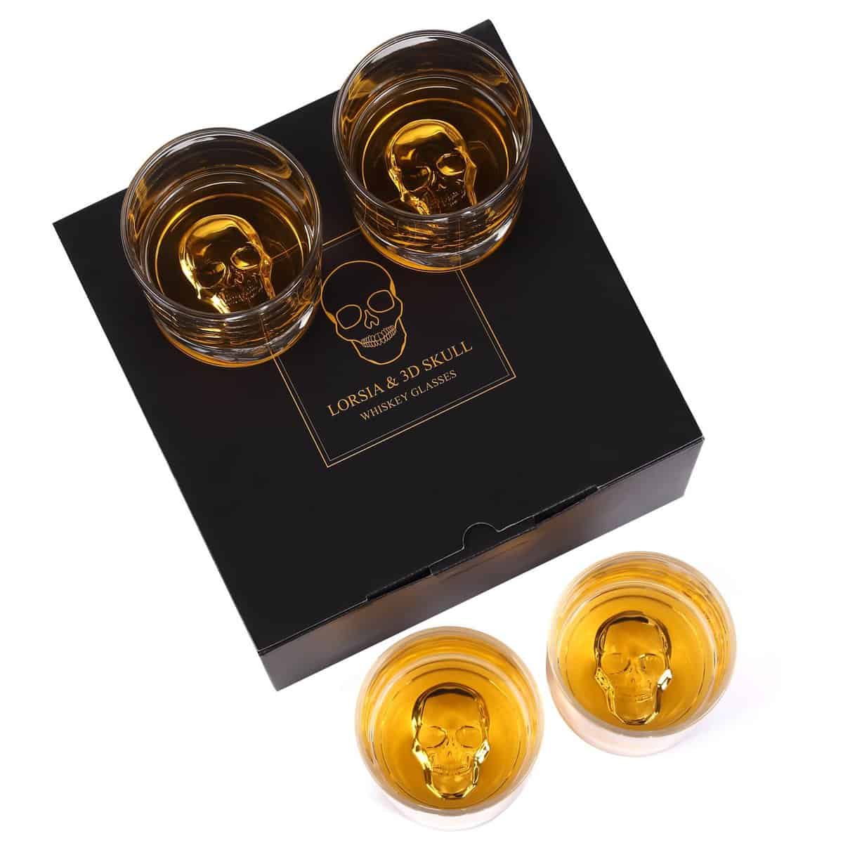 LORSIA Whiskey Rocks Glass, Set of 4 in Gift Box - 10 Oz Old Fashioned Glasses for Scotch Cocktail Rum Cognac Vodka Liquor, Unique Gifts for Men