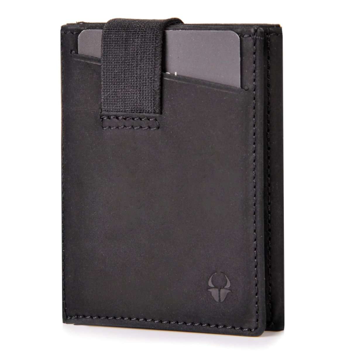 DONBOLSO Wallet 2 I Slim Wallet with RFID Protection I 9 Card Slots for up to 13 Cards I I Genuine Leather Credit Card Holder for Men and Women I Black Vintage