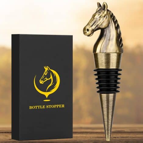 LULLEA Bronze Horse Head Bottle Stopper, Horse-themed Wine Gift for Father’s Day, Christmas, or Birthdays.