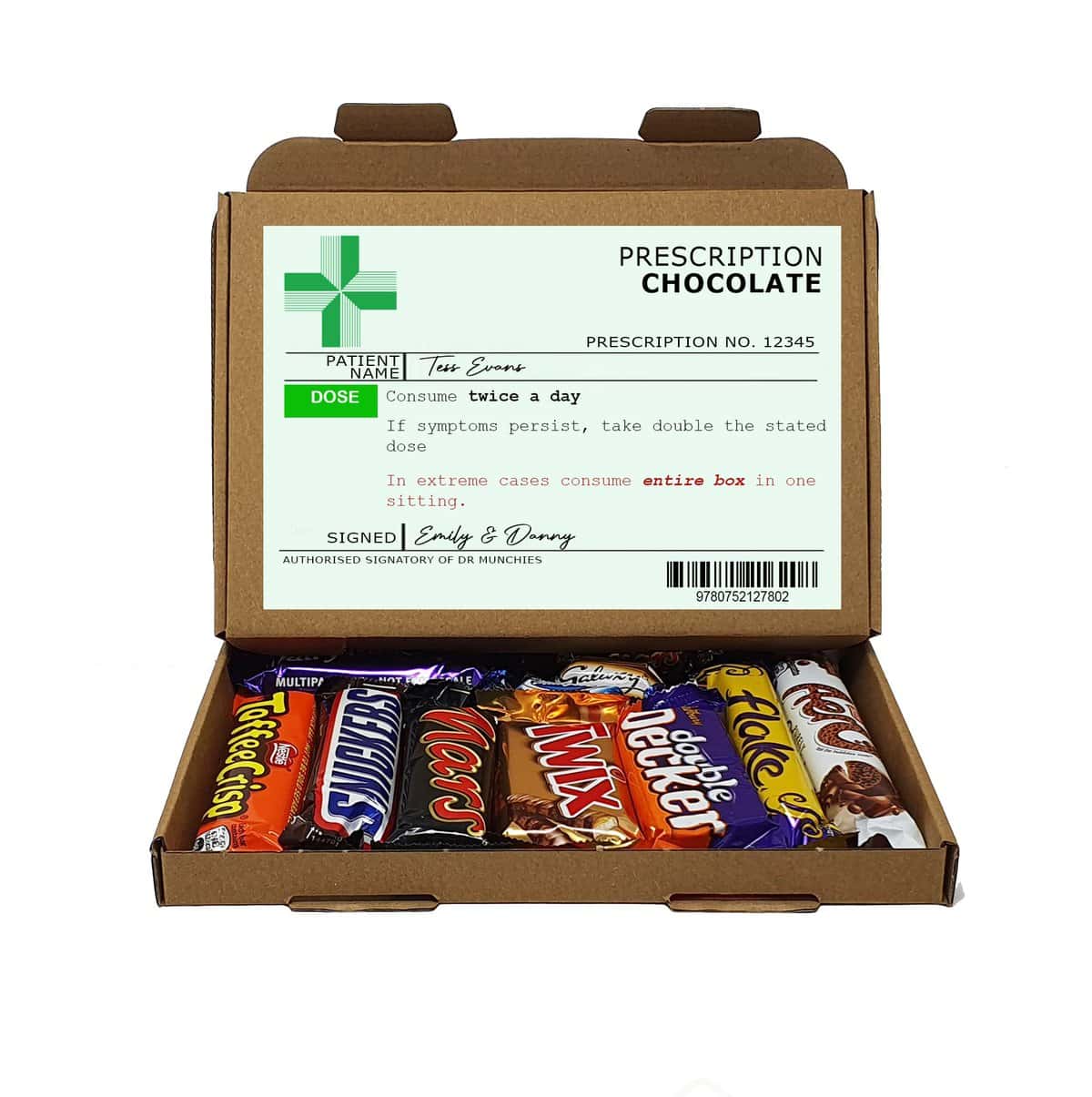 Personalised Get Well Soon Prescription Box, Hug in a Box, Letterbox Gift Afternoon Tea, Hamper, Thank You Gift, Cheer up, Pick me up, Gift for Friend, Thinking of You - Chocolate Box