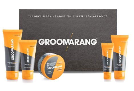 GROOMARANG ‘Power of Man’ Gift Set for Men: Hair & Body Cleanser, Facial Cream, Shave Gel, Aftershave, & Hair Paste.