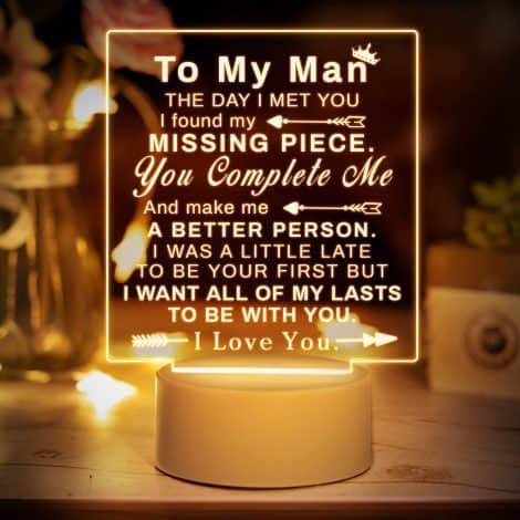 Gifts for Boyfriends – Christmas and Birthday Presents, Romantic Night Light, Engraved with Meaningful Words, 1-year Anniversary Boyfriend Gifts