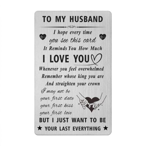 Gezxin Wallet Card for Husband – Personalized Anniversary and Birthday Gifts from Wife in Silver, ideal for special occasions.