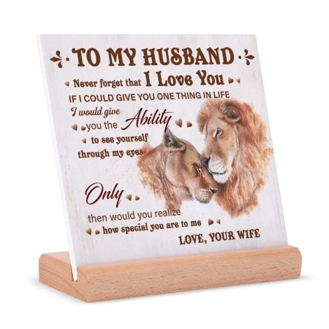 Husband’s Anniversary Card From Wife, Birthday Card for Husband, Father’s Day and Valentines Gifts, Him Wooden Plaque.