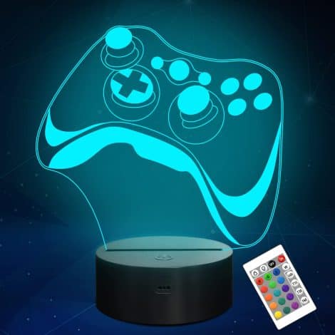 Attivolife 3D Gamepad Lamp: Controller Night Light with Hologram Illusion, 16 Colour Changing & Remote Dimmer. Perfect gaming room accessory for Xmas/birthday. Suitable for teens and men.