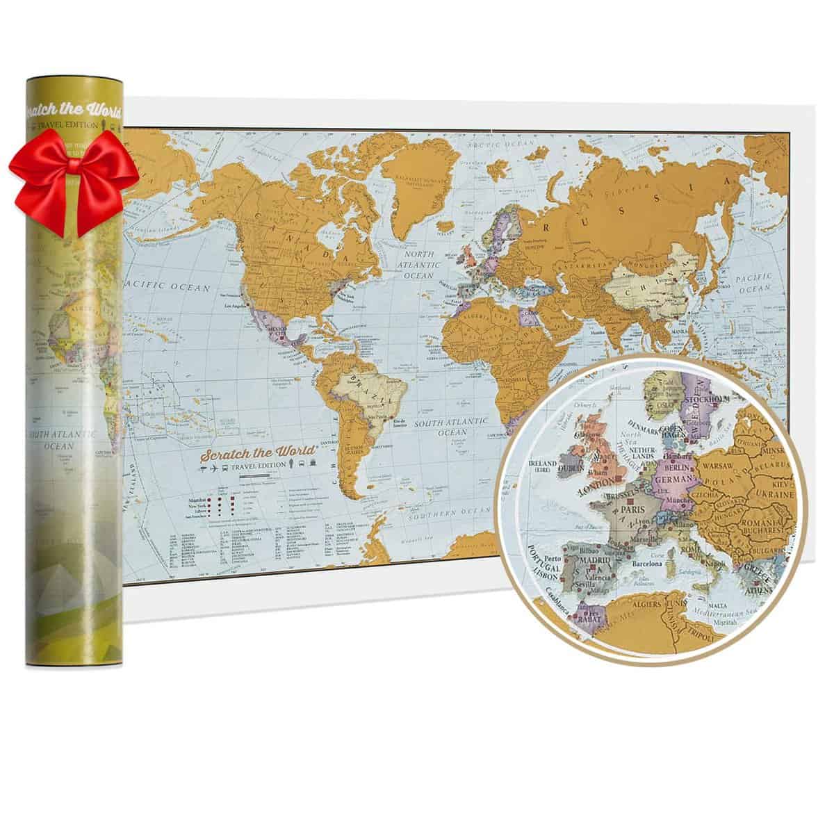 Scratch The World® Travel Edition map Print - with Gift Tube - a3 Travel Sized 42.0 (w) x 29.7 (h) cm