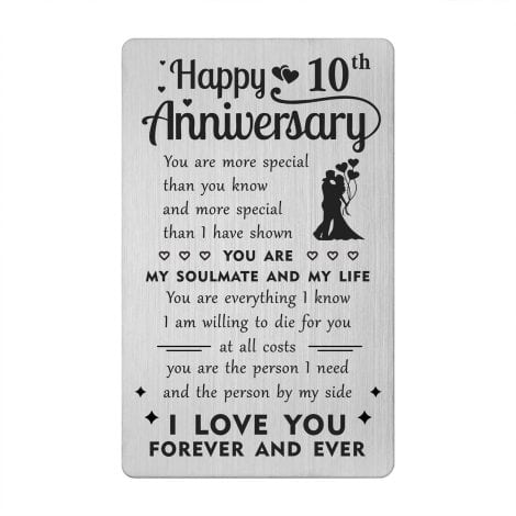 Gezxin Celebratory 10th Anniversay Wallet Card – Personalized Silver Card Gift for Spouse or Partner.