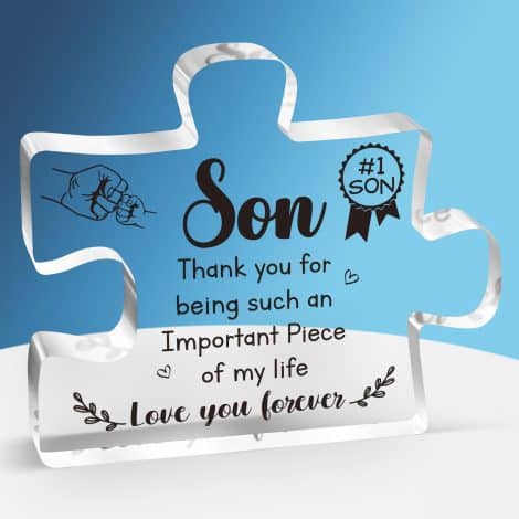 Gifts for Sons – Mum Engraved Plaques with Heartfelt Messages, Ideal Presents for Birthdays, Christmas, and Graduation.