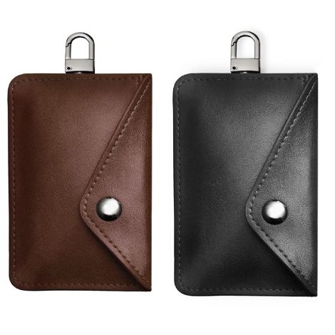 FANACAN Authentic Leather Faraday Bag for Vehicle Keys – Set of 2 Signal Blocking Pouches – Theft-proof Key Holder – Car Remote Control Holder – RFID Key Fob Guard – Ideal Gift for Women, Men (patent pending).