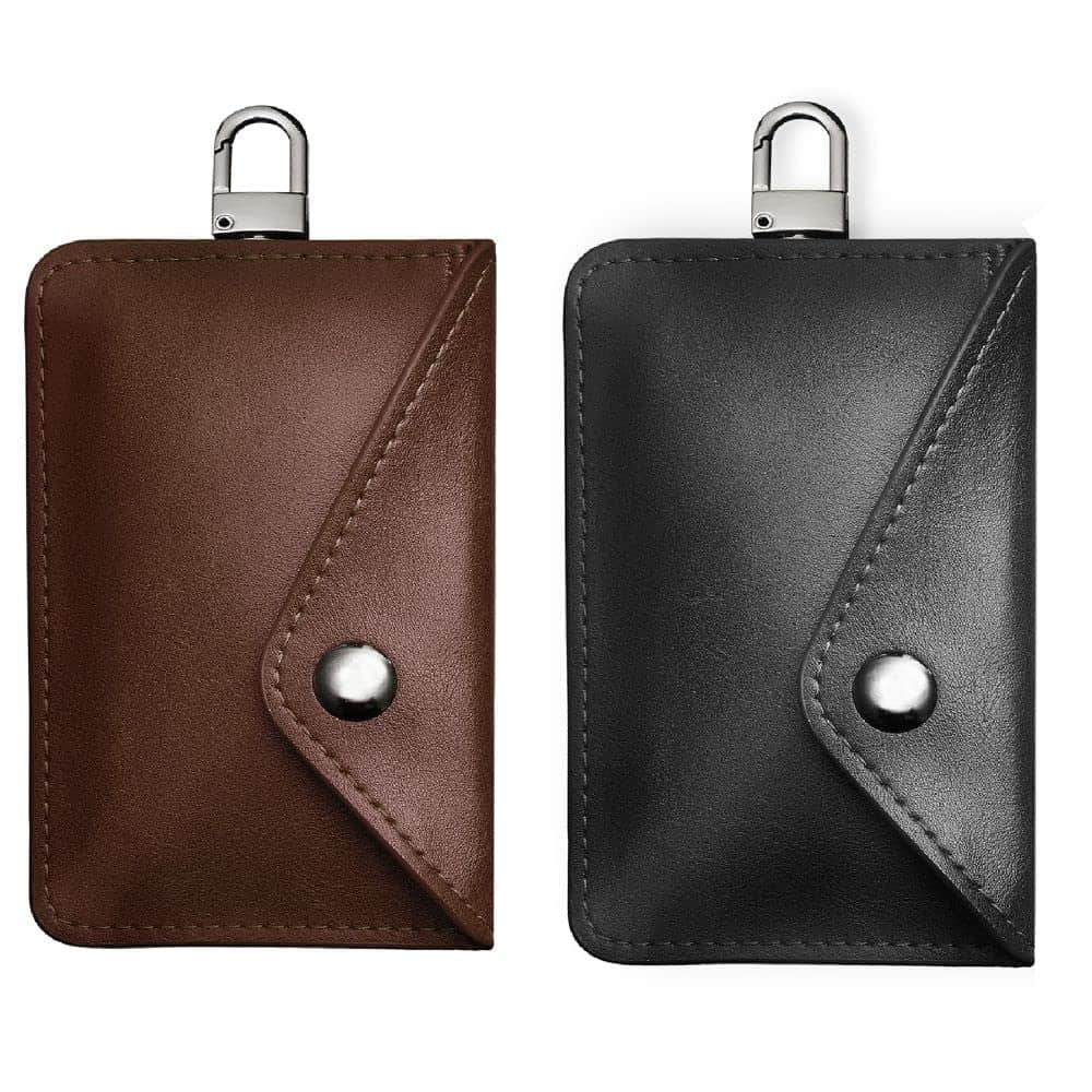 FANACAN Genuine Leather Faraday Pouch for Car Keys - 2-Pack Signal Blocking Bag - Anti Theft Key Case - Car Remote Controls Case - Gift RFID Key Fob Protector for Women, Men?patent pending?