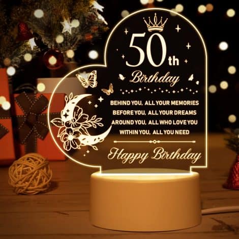 Vetbuosa 50th Birthday Gifts for Women and Men, Night Light commemorating 50 Years, 1973 Birthday and Anniversary Night Lamp for Loved Ones.