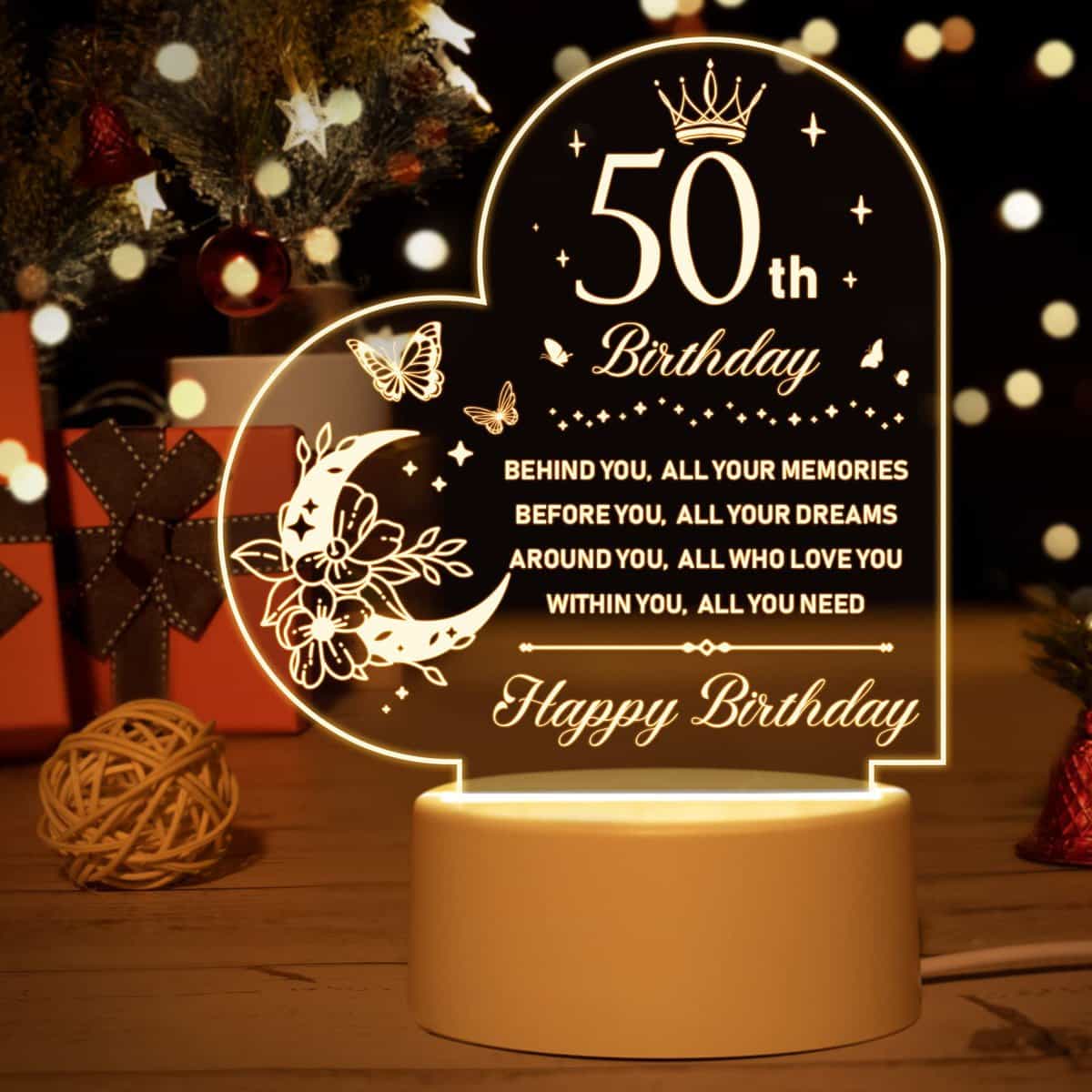 Vetbuosa 50th Birthday Gifts for Women and Men, 50 Years Old Birthday Gifts Night Light, 1973 50th Birthday for Father, Mother, Friends, Daughter, Son, Husband, Wife Anniversary Ideas Night Lamp