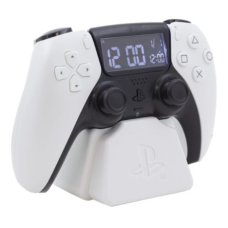 Officially licensed merchandise: Paladone Alarm Clock for PS5 Controller in white, designed for PlayStation enthusiasts.