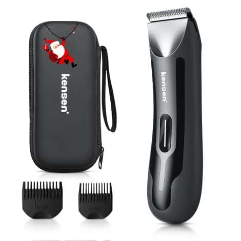 Men’s Body Trimmer, KENSEN Manscape Electric Groomer for Intimate Areas, Waterproof Wet/Dry Razor with LED Ball Shaver.