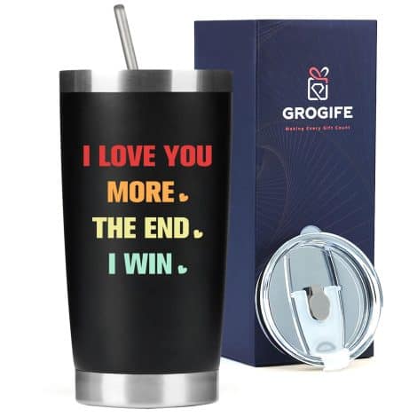 Funny Christmas presents for men – humorous insulated travel mug for boyfriend, husband, or secret Santa.