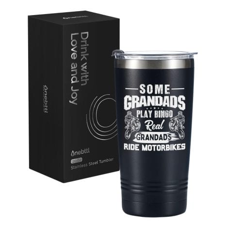 Onebttl Men’s Motorbike Presents, Insulated Travel Mug for Coffee, Ideal Gift for Motorcycle Enthusiast dads and grandads