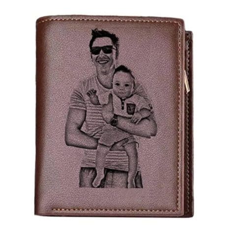 Customisable Engraved Wallet, Bespoke Leather Wallet with Personalised Photo for Men, Ideal Presents for Anniversaries, Birthdays, or Father’s Day.