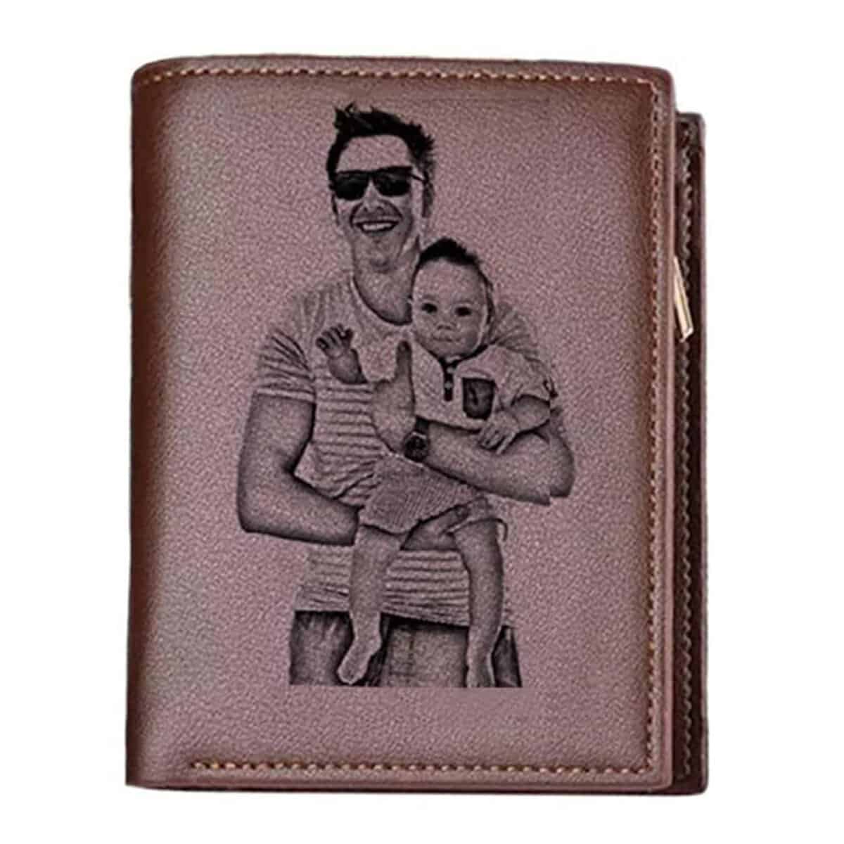 Personalized Engraved Wallet, Custom Photo Leather Wallets for Men, Birthdays Day Gift Ideas, Unique Husband on Anniversary, Perfect Gifts Boyfriend, Fiancé,Dad,Son,Groomsmen,Father's Day, Brown