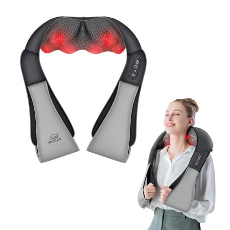 Snailax Neck Massager, equipped with heat for relief from neck and shoulder pain. Electric back massagers for discomfort, 4D kneading shoulder massage pillow for neck, shoulder, lower back, and leg. Ideal Christmas gifts for both women and men.