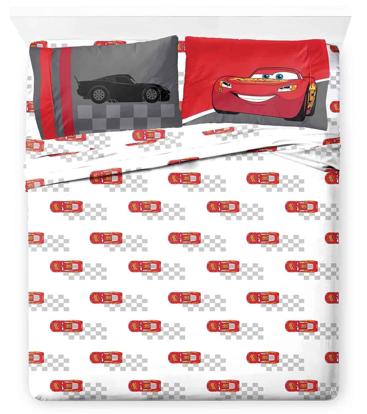 Disney Pixar Cars Race Ready 100% Cotton 4 Piece Double Sheet Set - Includes Fitted Sheet, Flat Sheet & Pillowcases