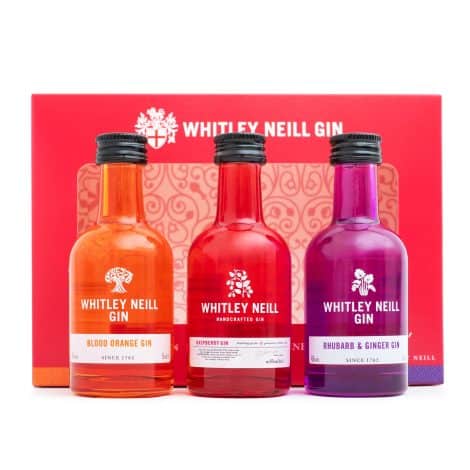 Whitley Neill Gin Set – Flavored Alcohol Mini Bottles, Whitley Neill Trio – Blood Orange, Raspberry, and Rhubarb & Ginger, Gin Gifts for Him and Her, Flavored Gin Sets.